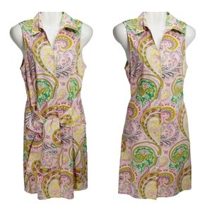 Catherine Stewart Dress Paisley Butyon Tie Front